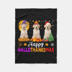 Labrador Dog Halloween Christmas Hallothanksmas 1 Fleece Blanket
