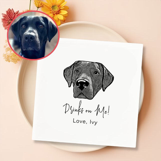 Labrador Dog  Hand Drawing Personalised Napkin (Creator Uploaded)
