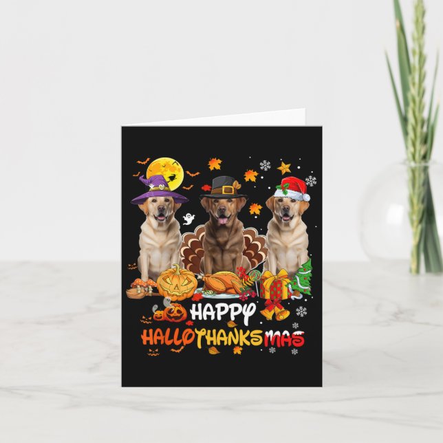 Labrador Dog Happy Halloween Thanksgiving Merry Ch Card (Front)