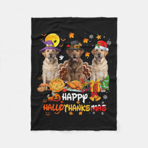 Labrador Dog Happy Halloween Thanksgiving Merry Ch Fleece Blanket