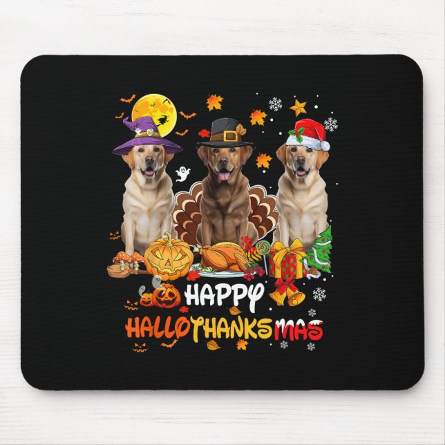Labrador Dog Happy Halloween Thanksgiving Merry Ch Mouse Mat (Front)