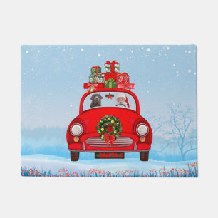 Labrador Dog In Car With Santa Claus  Doormat