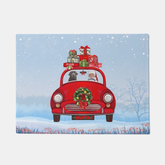 Labrador Dog In Car With Santa Claus  Doormat (Front)