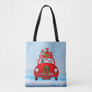 Labrador Dog In Car With Santa Claus Tote Bag