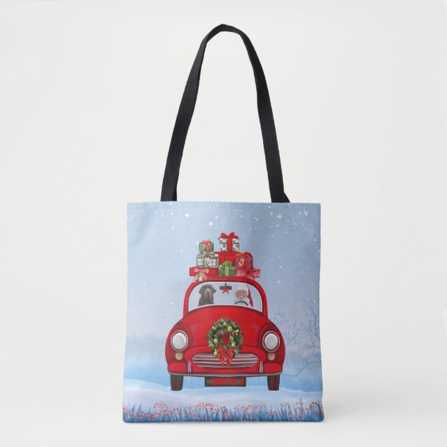 Labrador Dog In Car With Santa Claus  Tote Bag (Front)