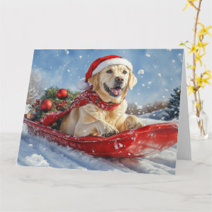 Labrador Dog in Sledge Let it Snow Christmas Card