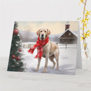Labrador Dog in Snow Christmas Card