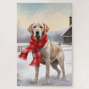 Labrador Dog in Snow Christmas Jigsaw Puzzle