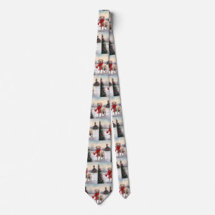 Labrador Dog in Snow Christmas Tie