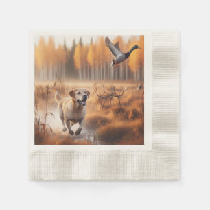 Labrador/dog in the autumn duck hunt napkin