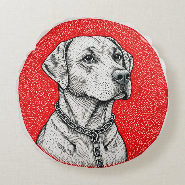 Labrador dog Inside Decorative circle Round Cushion (Front)