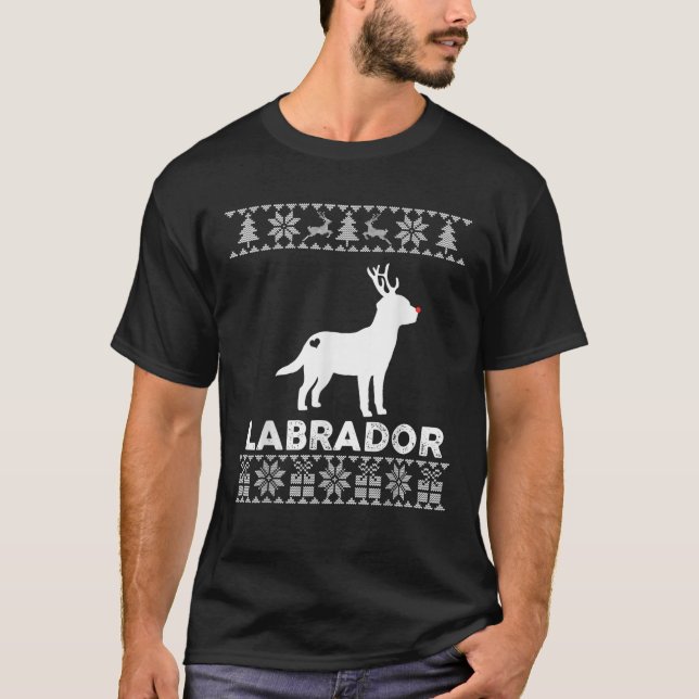 Labrador Dog Lover Christmas Reindeer Ugly Christm T-Shirt (Front)