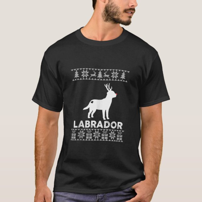 Labrador Dog Lover Christmas Reindeer Ugly Christm T-Shirt (Front)