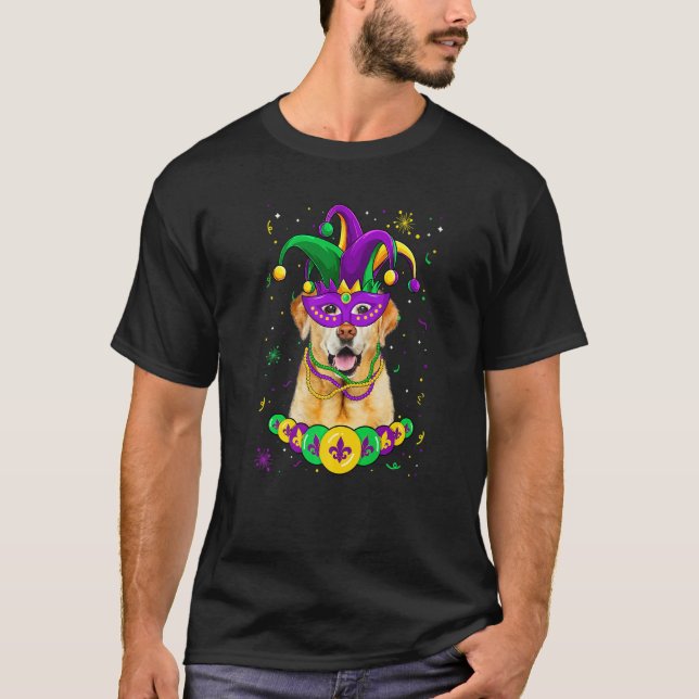 Labrador Dog Lover Mardi Gras Carnival Funny Mask  T-Shirt (Front)