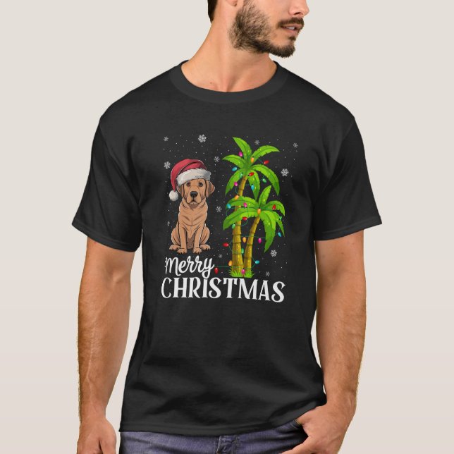 Labrador Dog Lovers Men Women Christmas Tree Light T-Shirt (Front)