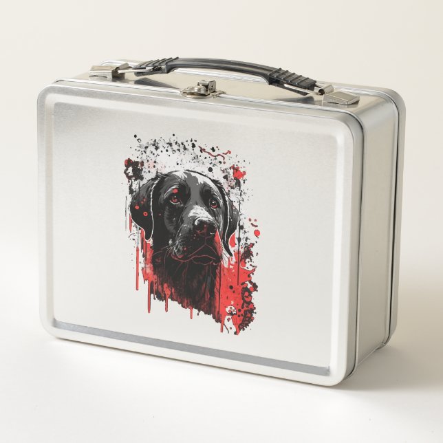labrador dog   metal lunch box (Front)