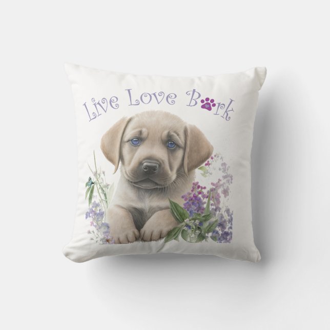 Labrador Dog Mum Floral Cushion (Front)
