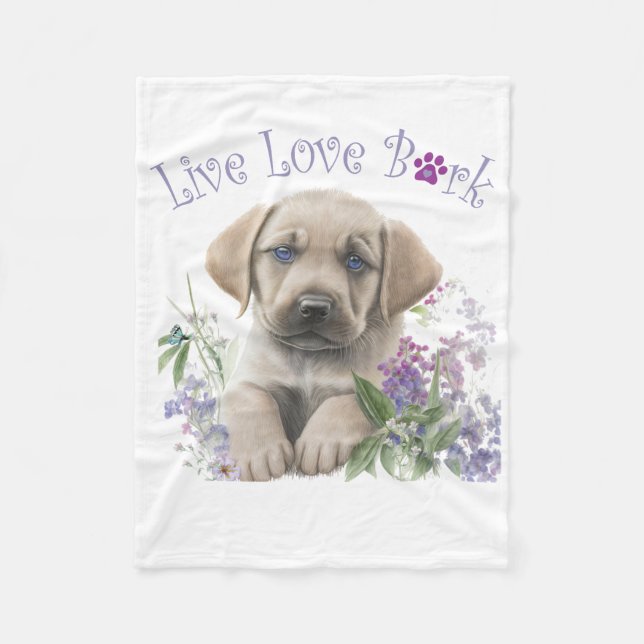 Labrador Dog Mum Floral Fleece Blanket (Front)