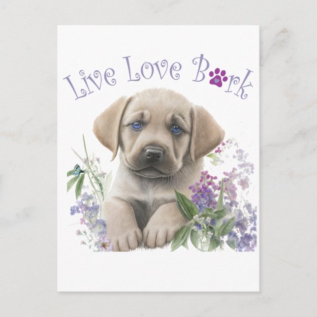 Labrador Dog Mum Floral Postcard (Front)