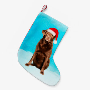 Labrador Dog on Beach Christmas Hat Small Christmas Stocking