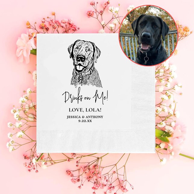 Labrador Dog Personalised Drinks on Me Napkin (Creator Uploaded)