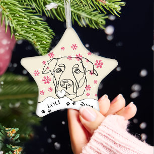Labrador Dog Personalised Hand Drawing Ceramic Tree Decoration