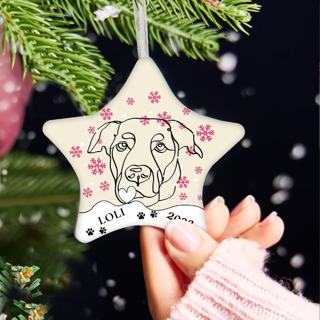 Labrador Dog Personalised Hand Drawing Ceramic Tree Decoration (Creator Uploaded)