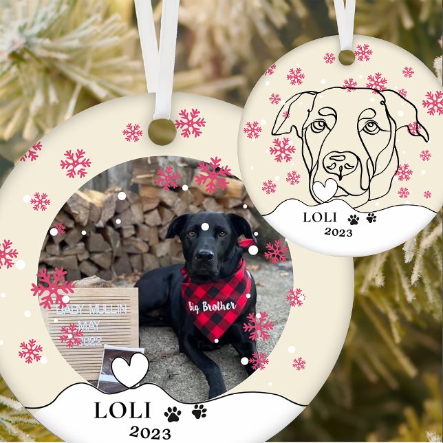 Labrador Dog Personalised Hand Drawing Ceramic Tree Decoration (Creator Uploaded)