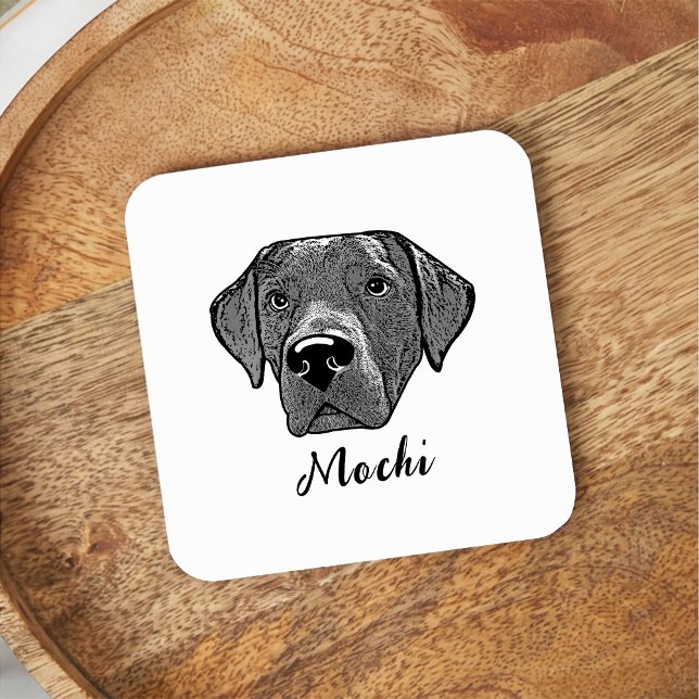 Labrador Dog Personalised Hand Drawing Square Paper Coaster (Creator Uploaded)