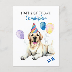 Labrador Dog Personalised Happy Birthday Postcard