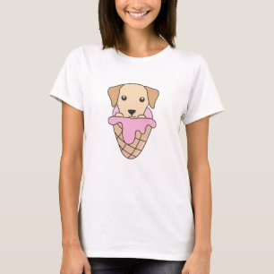 Labrador Dog Pink Ice Cream Waffle Cute Animals T-Shirt