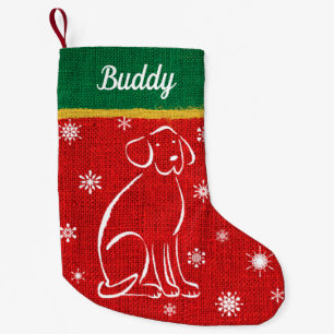 Labrador Dog Red Burlap Pet Christmas Stocking