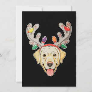 Labrador Dog Reindeer Antlers Christmas Lights Invitation