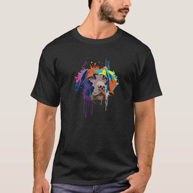 Labrador Dog Splash Art Colourful Premium T-Shirt (Front)