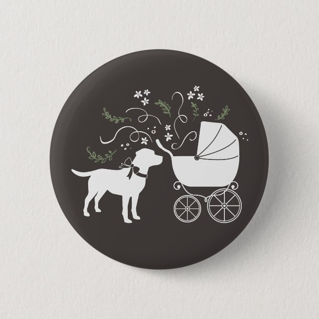 Labrador Dog Theme Baby Shower Gender Neutral 6 Cm Round Badge (Front)