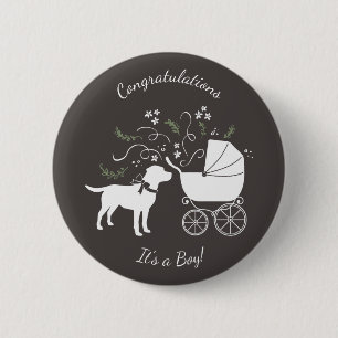 Labrador Dog Theme Baby Shower Gender Neutral 6 Cm Round Badge