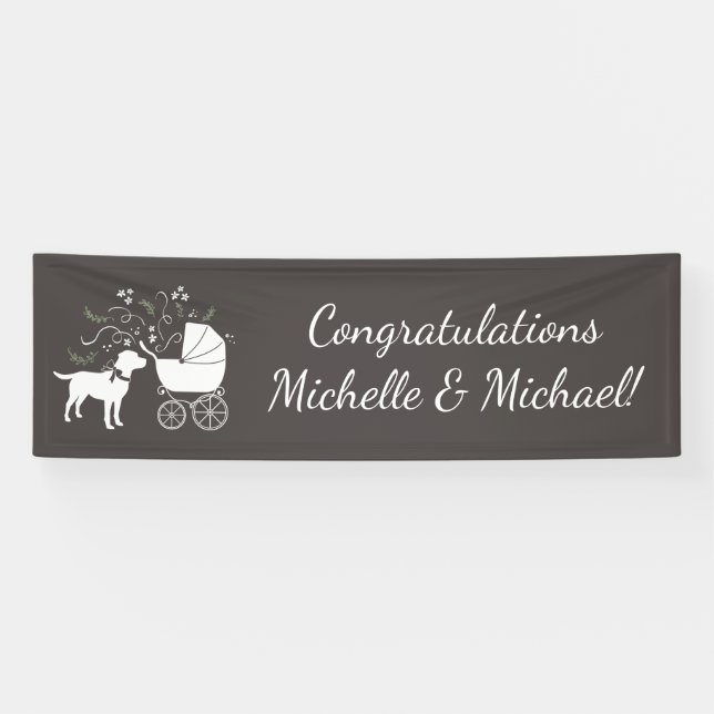 Labrador Dog Theme Baby Shower Gender Neutral Banner (Horizontal)