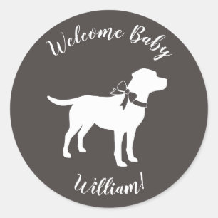 Labrador Dog Theme Baby Shower Gender Neutral Classic Round Sticker