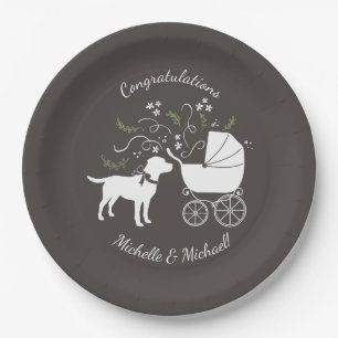 Labrador Dog Theme Baby Shower Gender Neutral Paper Plate