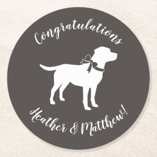 Labrador Dog Theme Baby Shower Gender Neutral Round Paper Coaster