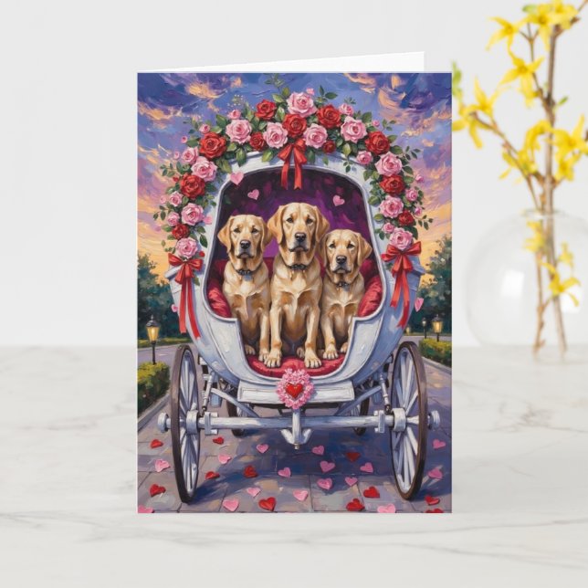 Labrador Dog Valentine's Day  Card (Yellow Flower)