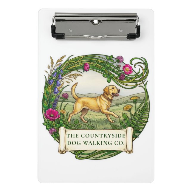 Labrador Dog Walker Custom Logo Mini Clipboard (Front)