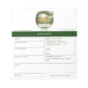 Labrador Dog Walker Custom Receipt Pad Book