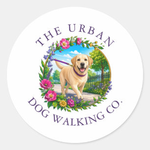 Labrador Dog Walker Trainer Classic Round Sticker