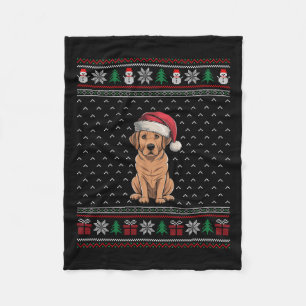 Labrador Dog Wearing Santa Hat Ugly Xmas Dog Lover Fleece Blanket