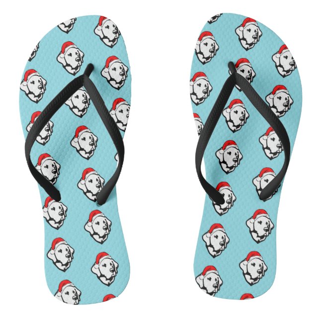 Labrador Dog with Christmas Santa Hat Pattern Flip Flops (Footbed)