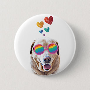 Labrador Dog with Hearts Valentine's Day 6 Cm Round Badge