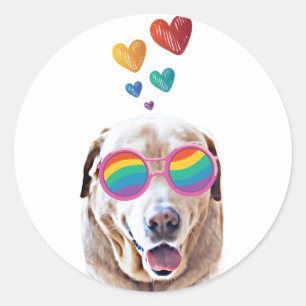 Labrador Dog with Hearts Valentine's Day Classic Round Sticker