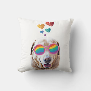 Labrador Dog with Hearts Valentine's Day Cushion