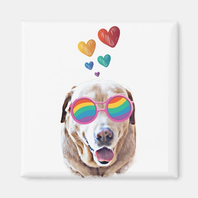 Labrador Dog with Hearts Valentine's Day Magnet (Front)